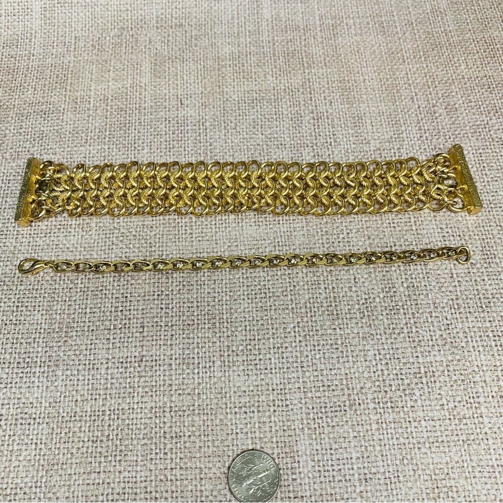 Gold Chain Bracelets Set of 2 - Picture 1 of 3
